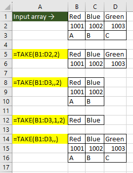 Examples of TAKE Function