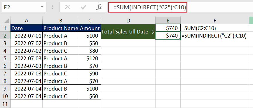 Creating Fixed Ranges with INDIRECT Function