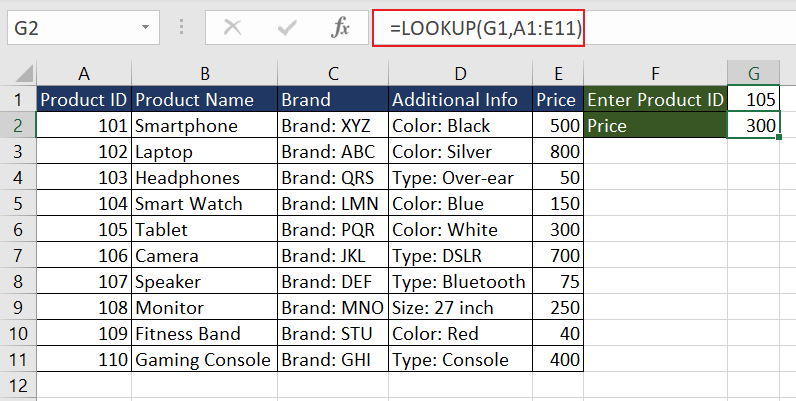 Using Array Form of LOOKUP Function