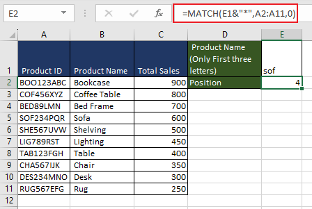 Using Wildcard with MATCH Function